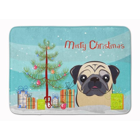 Carolines Treasures Christmas Tree and Fawn Pug Machine Washable Memory Foam Mat BB1634RUG
